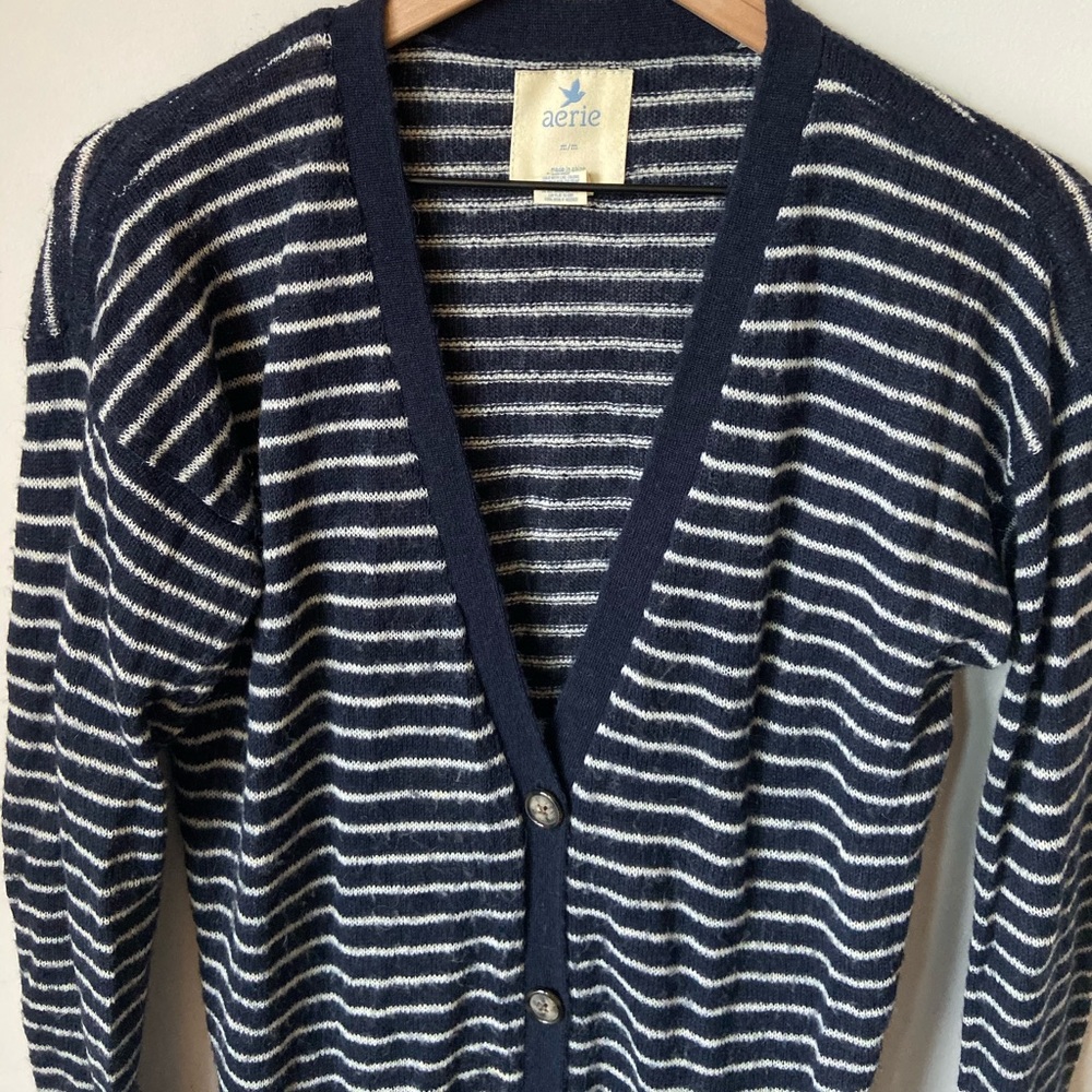Navy and White Striped Sweater